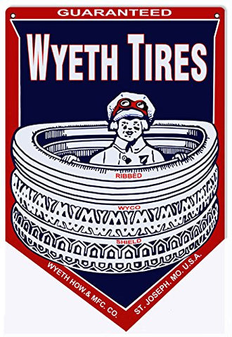 Wyeth Tires Garage Shop Reproduction Gas Station Metal Sign 18x30