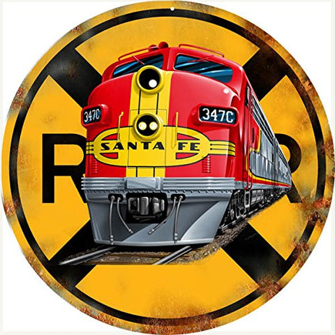 Vintage Santa Fe Railroad Crossing Sign 14Round