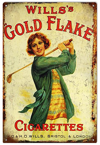 Vintage Wills Gold Flake Cigarette Reproduction Sign 12x18