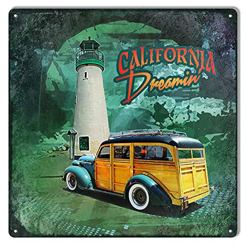 Old Woody California Dreamin Sign By Artist Phillip Hamilton 12x12