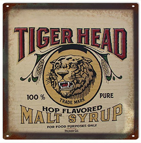 Reproduction Tiger Head Syrup Sign 12x12