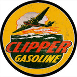 Reproduction Clipper Gasoline Sign 14 Round