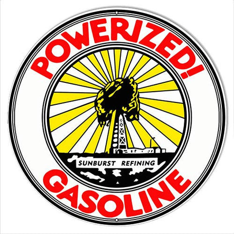 Powerized Gasoline Reproduction Motor Oil Metal Sign 24×24 Round