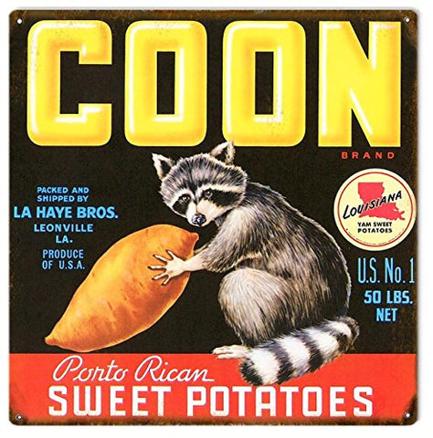 Vintage Coon Sweet Potatoe Reproduction Sign 12x12