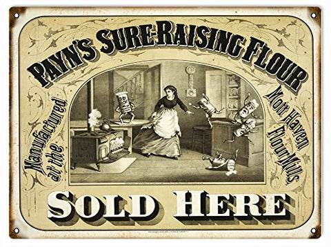 Vintage Payns Sure Raising Flour Sign 9x12