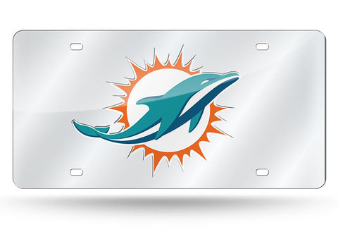 Miami Dolphins License Plate Laser Cut Silver