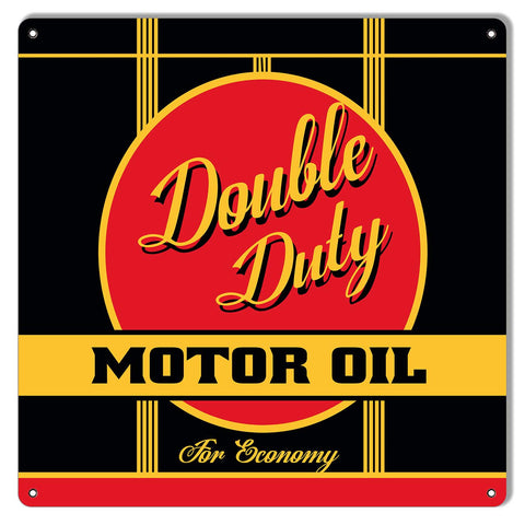 Double Duty Motor Oil Reproduction Garage Shop Metal Sign 12×12