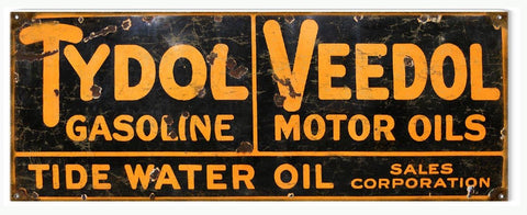 Distressed Tydol Veedol Motor Oil Reproduction Sign 16x24