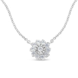 Sterling Silver 1/2carat Total Diamond Weight Diamond Flower Cluster Pendant Necklace