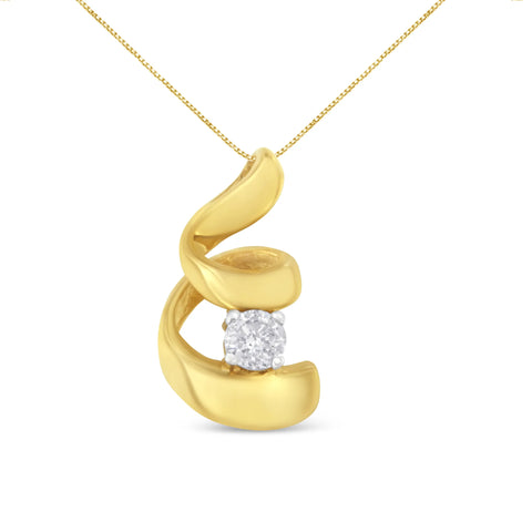 10k Yellow Gold 1/10carat Total Diamond Weight Round-cut Diamond Pendant Necklace