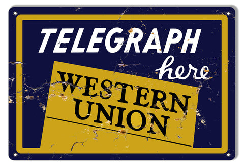 Western Union Telegraph Vintage Reproduction Metal Sign 9×12