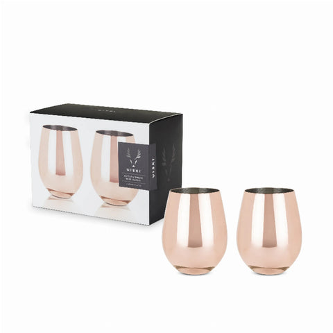 Copper Stemless Wine Glasses By Viski