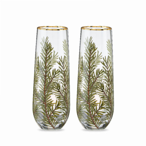 Woodland Stemless Champagne Flute Set By Twine