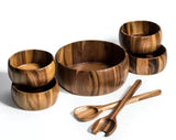 7 Piece - Large Salad Bowl with Servers and 4 Individuals