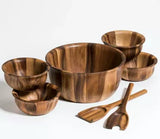 7 Piece - Large Salad Bowl with Servers and 4 Individuals