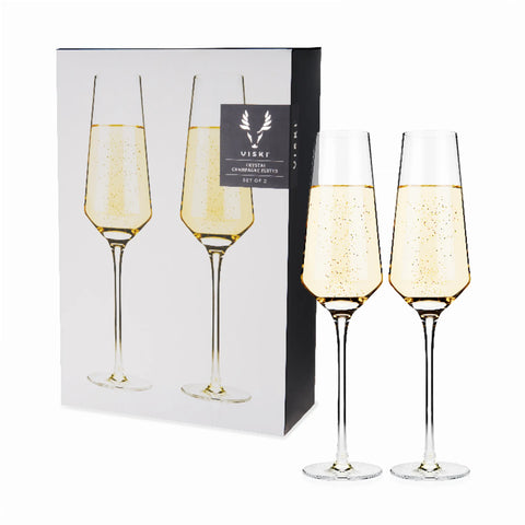 Angled Crystal Champagne Flutes By Viski