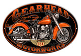 Gearhead Motorworks Motorcycle Metal Sign By Steve McDonald 9×14 Oval