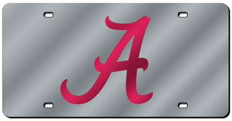 Alabama Crimson Tide License Plate Laser Cut Silver Script A