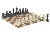 Chess Set- 3.75" Triple Weighted Chess Pieces (DQ) on Faux Leather Chess Board