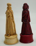 Chess Pieces - Resin - Stained Red & Ivory Elizabethan Chess Pieces - 5"