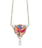 Pops of Passion Pearl & Diamond Mosaic Necklace in 14K Yellow Gold Plated Sterling Silver