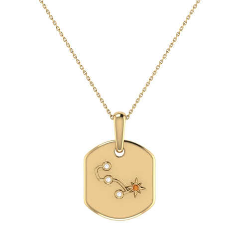 Scorpio Citrine & Diamond Constellation Tag Pendant Necklace in 14K Yellow Gold Vermeil on Sterling Silver