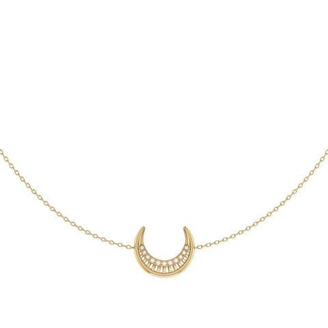 Midnight Crescent Layered Diamond Necklace in 14K Yellow Gold Vermeil on Sterling Silver