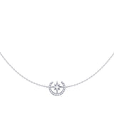 North Star Crescent Layered Diamond Necklace in Sterling Silver