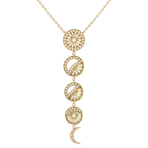 Moon Phases Diamond Necklace in 14K Yellow Gold Vermeil on Sterling Silver