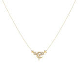 Star Cluster Moon Crescent Diamond Necklace in 14K Yellow Gold Vermeil on Sterling Silver