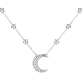 Starry Lane Moon Diamond Necklace in Sterling Silver