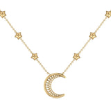 Starry Lane Moon Diamond Necklace in 14K Yellow Gold Vermeil on Sterling Silver