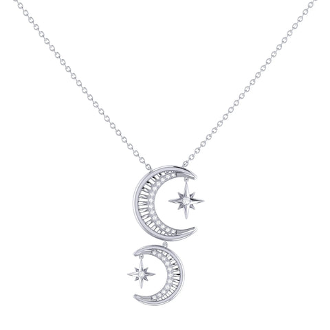 Twin Nights Crescent Diamond Necklace in Sterling Silver