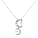 Twin Nights Crescent Diamond Necklace in Sterling Silver