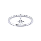 Little North Star Diamond Charm Ring in Sterling Silver