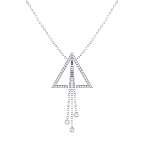 Skyline Triangle Bolo Adjustable Diamond Lariat Necklace in Sterling Silver