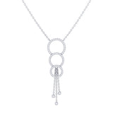 Chandelier Circle Trio Bolo Adjustable Diamond Lariat Necklace in Sterling Silver