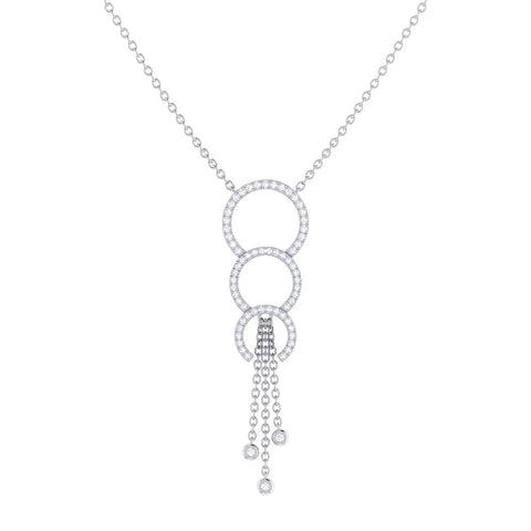 Chandelier Circle Trio Bolo Adjustable Diamond Lariat Necklace in Sterling Silver