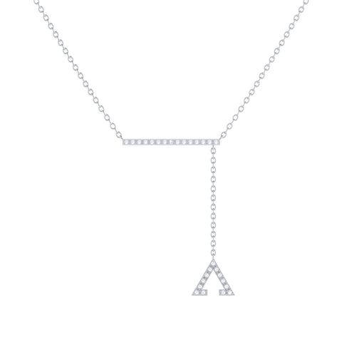 Crane Lariat Bolo Adjustable Triangle Diamond Necklace in Sterling Silver