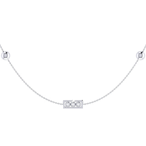 Traffic Light Layered Diamond Necklace in Sterling Silver