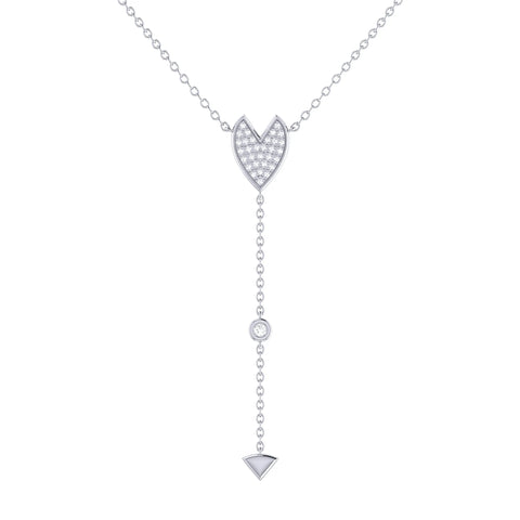 Raindrop Drip Diamond Y Necklace in Sterling Silver