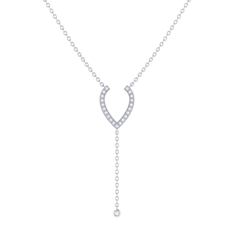 Drizzle Drip Teardrop Bolo Adjustable Diamond Lariat Necklace in Sterling Silver