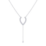 Drizzle Drip Teardrop Bolo Adjustable Diamond Lariat Necklace in Sterling Silver