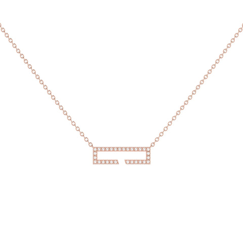 Swing Rectangle Diamond Necklace in 14K Rose Gold Vermeil on Sterling Silver