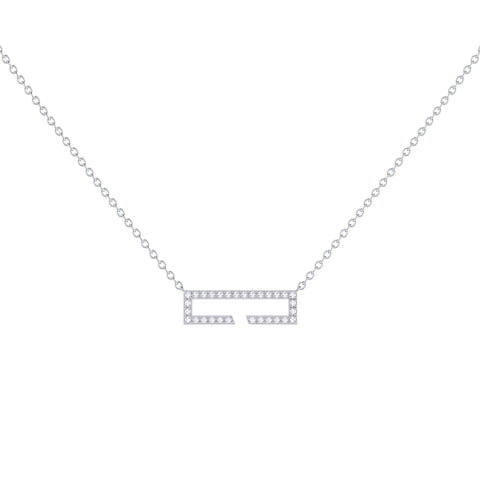 Swing Rectangle Diamond Necklace in Sterling Silver