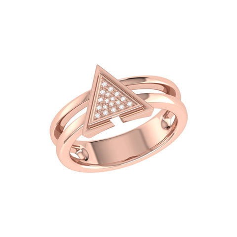 On Point Triangle Diamond Ring in 14K Rose Gold Vermeil on Sterling Silver