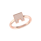 City Arches Square Diamond Ring in 14K Rose Gold Vermeil on Sterling Silver