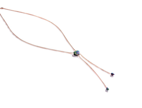 Luv Me Ruby Fuchsite Adjustable Heart Necklace in 14K Rose Gold Plated Sterling Silver