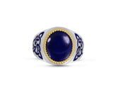 Lapis Lazuli Stone Signet Ring in Sterling Silver with Enamel