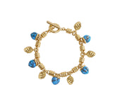 Sunshine Twist Turquoise Charms Bracelet in 14K Yellow Gold Plated Sterling Silver